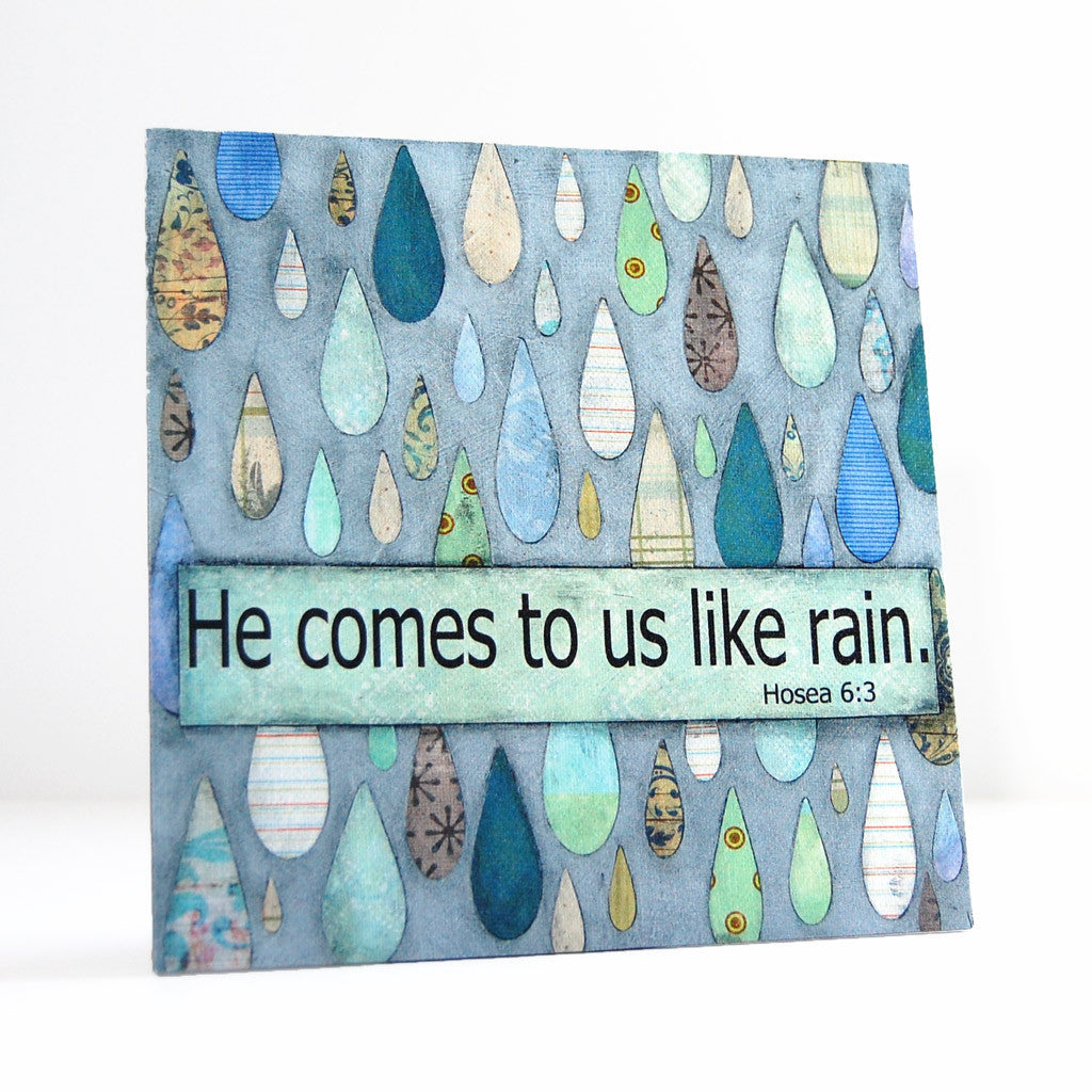 He comes to us like rain scripture canvas art
